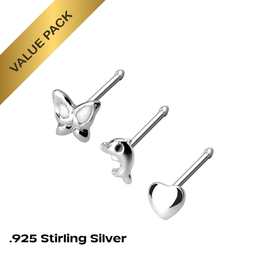 .925 Sterling silver nose bone studs