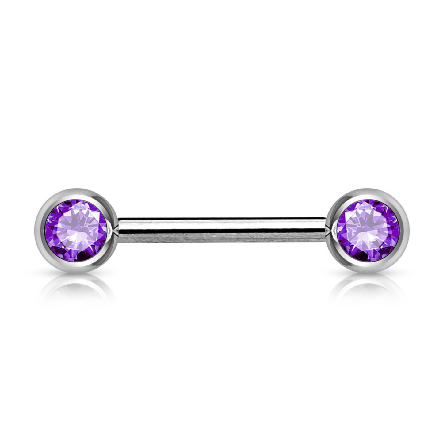 Front facing double gem nipple bar tanzanite