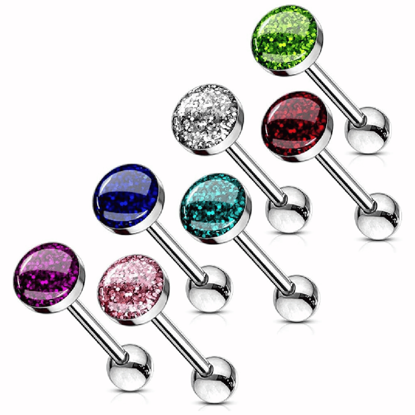 Glitter Sparkle Epoxy Top Tongue Barbell Range