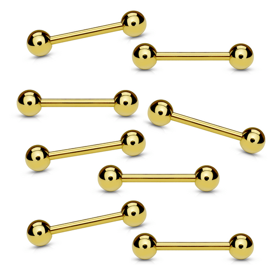 Gold Titanium IP Straight Tongue Nipple Barbell