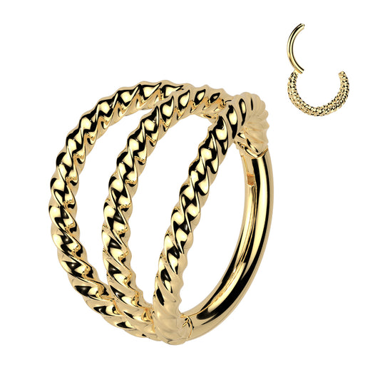 Gold Triple Braided Hinged Clicker Ring