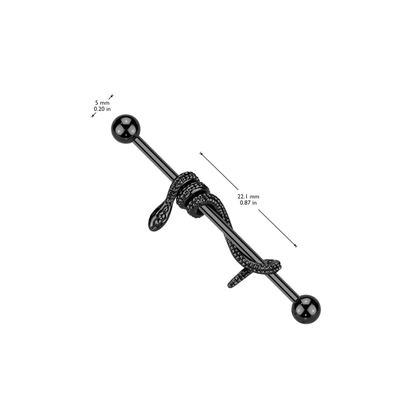 Industrial piercing bar with winding snake dimensions