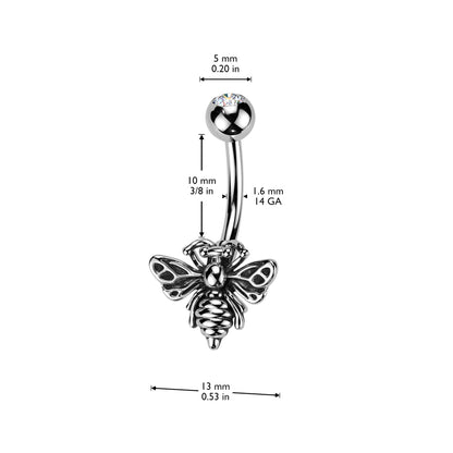 Bee Belly Button Bar 14g | Silver