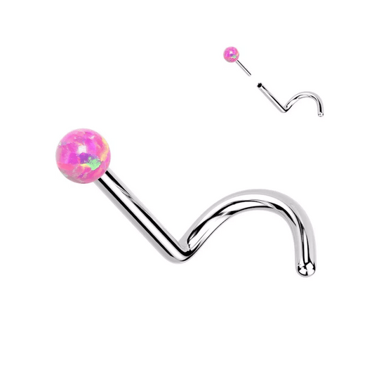 Pink Opal ball titanium nose screw