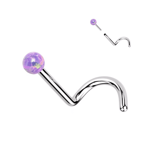 Purple Opal Ball Titanium Nose Screw