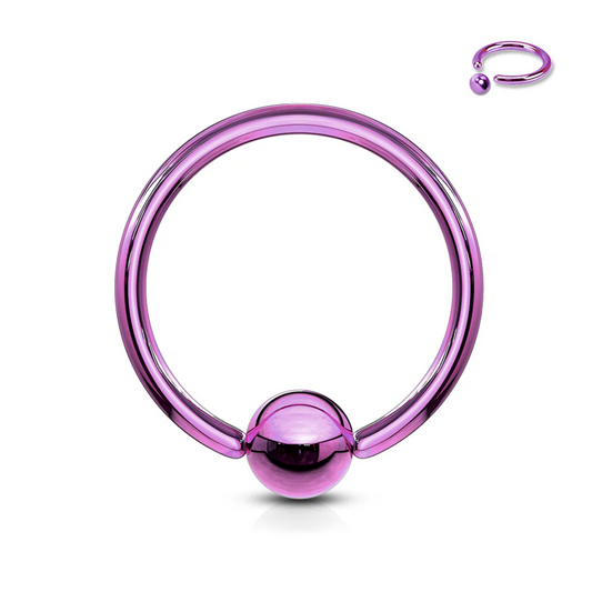 Purple Steel Captive Bead Ring with ball