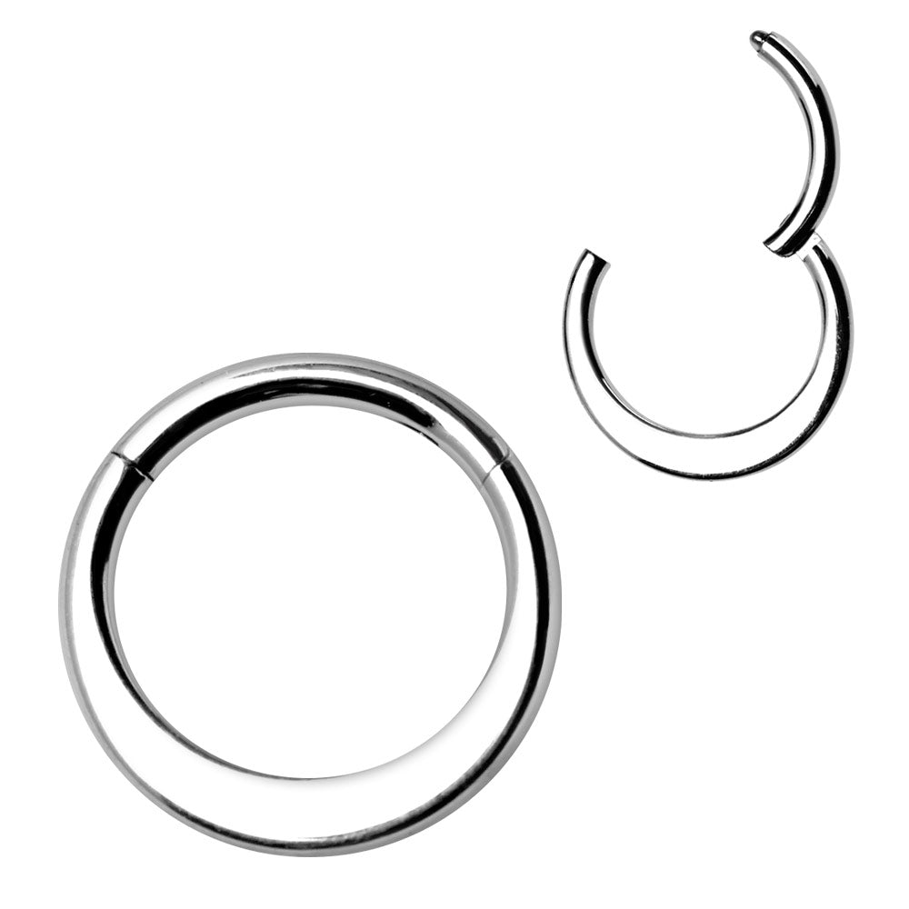 Silver Crescent Hinged Clicker Ring 16g