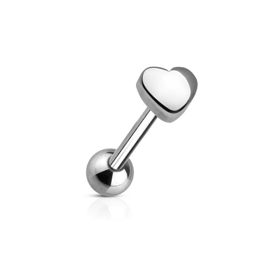 Silver Heart 316L Surgical Steel Tongue Barbell