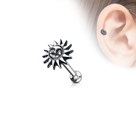 Silver Sun Cartilage Earring Bar