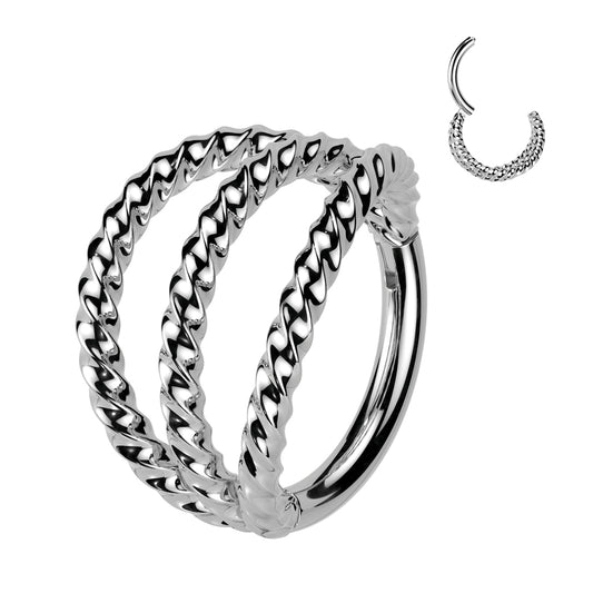 Silver Triple Braided Hinged Segment Ring