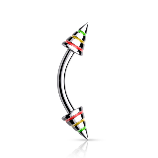 Steel Rasta Spike Eyebrow Bar