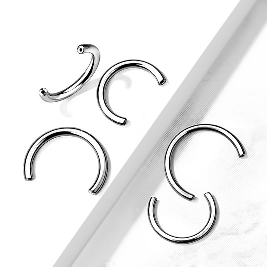 Titanium threadless curved horseshoe barbell