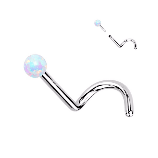 White Opal Ball Titanium Nose Screw